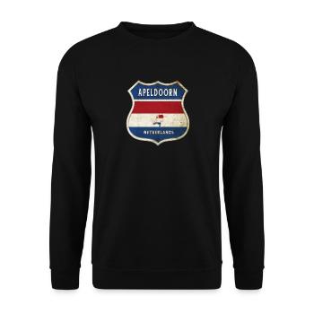 Apeldoorn Netherlands coat of arms design - Unisex Sweatshirt - black - Front - Alina (178cm) & Michal (187cm)