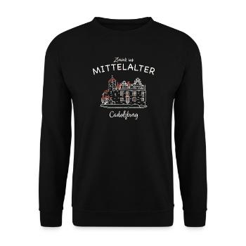 Cadolzburg, zurück ins Mittelalter, Bayern - Unisex Pullover - Schwarz - Vorne - Alina (178cm) & Michal (187cm)