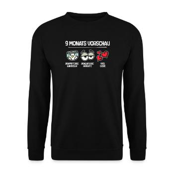 Elternschaft Statement Baby Geburt Schwanger Herz - Unisex Pullover - Schwarz - Vorne - Alina (178cm) & Michal (187cm)