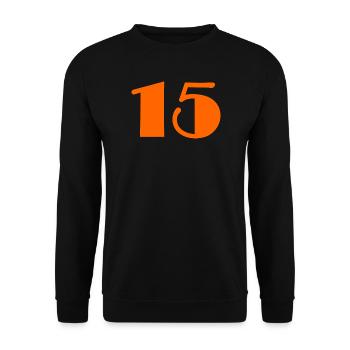15 YEARS. 15th ANNIVERSARY. BIRTHDAY 15 YEARS. 15 - Unisex Sweatshirt - black - Front - Alina (178cm) & Michal (187cm)