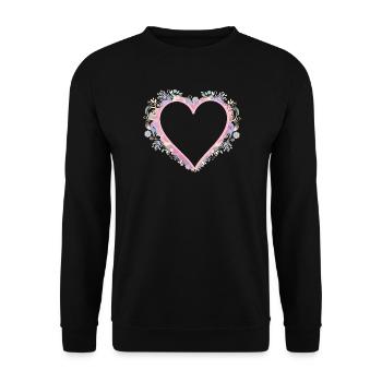 Herz Rahmen in Pastellfarben und Quilling Look - Unisex Pullover - Schwarz - Vorne - Alina (178cm) & Michal (187cm)
