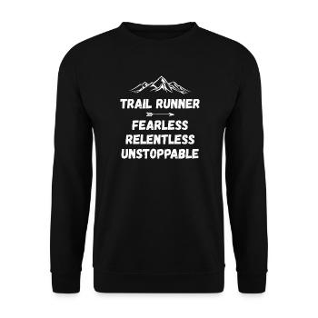 Coureur de trail - Intrépide. Implacable. Imparable. - Sweat-shirt Unisexe - noir - Devant - Alina (178cm) & Michal (187cm)