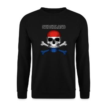 Skull Jolly Roger Pirate Flag Nederland R6Z - Unisex Sweatshirt - black - Front - Alina (178cm) & Michal (187cm)