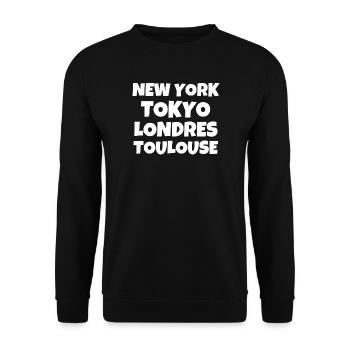 Toulouse, ich liebe Toulouse, Okzitanien - Unisex Pullover - Schwarz - Vorne - Alina (178cm) & Michal (187cm)