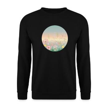 prairie délicatement fleurie aux couleurs pastel au printemps - Sweat-shirt Unisexe - noir - Devant - Alina (178cm) & Michal (187cm)