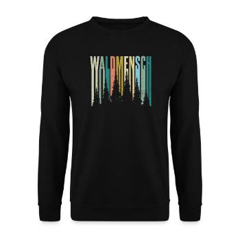 Waldmensch Farbpalette Waldsilhouetten - Unisex Pullover - Schwarz - Vorne - Alina (178cm) & Michal (187cm)