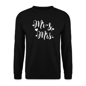 Mr And Mrs white love script - Sweat-shirt Unisexe - noir - Devant - Alina (178cm) & Michal (187cm)