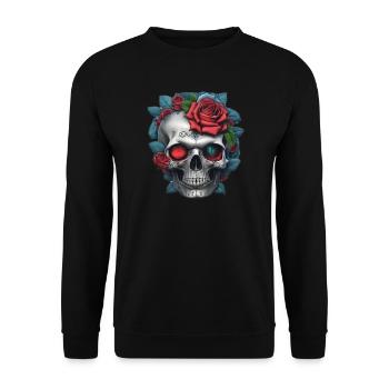 Skull with roses - Unisex Sweatshirt - black - Front - Alina (178cm) & Michal (187cm)