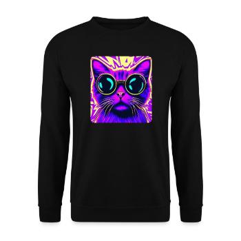 Sunglasses Cat - Unisex Sweatshirt - black - Front - Alina (178cm) & Michal (187cm)