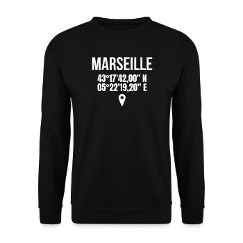 Marseille, je suis Marseillais - Sweat-shirt Unisexe - noir - Devant - Alina (178cm) & Michal (187cm)