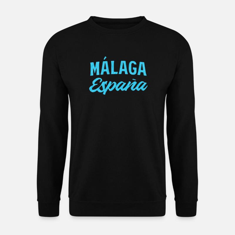 Málaga España Blaues Script-Design - Unisex Pullover - Schwarz