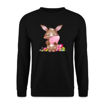 cute bunny with cotton candy & candy - Unisex Sweatshirt - black - Front - Alina (178cm) & Michal (187cm)