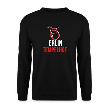 Berlin Tempelhof Souvenir - Unisex Pullover - Schwarz - Vorne - Alina (178cm) & Michal (187cm)