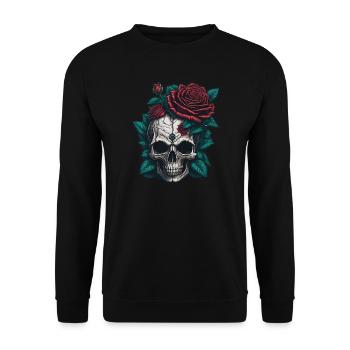 Skull with roses - Unisex Sweatshirt - black - Front - Alina (178cm) & Michal (187cm)