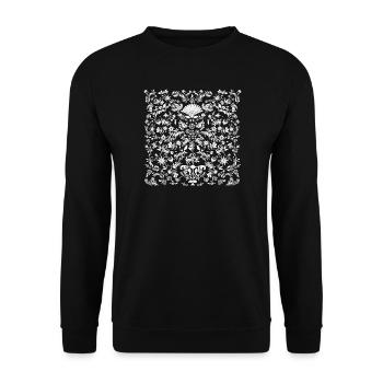 Floral Pattern Folklore Ornament Otomi - Unisex Sweatshirt - black - Front - Alina (178cm) & Michal (187cm)