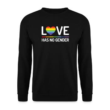 Pride Month - Liebe hat kein Geschlecht - Unisex Pullover - Schwarz - Vorne - Alina (178cm) & Michal (187cm)