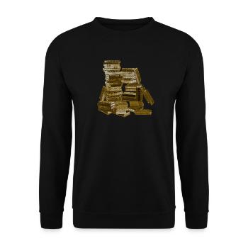 Lesen, Bücherstapel, alte bücher, buchnerd, lesen - Unisex Pullover - Schwarz - Vorne - Alina (178cm) & Michal (187cm)
