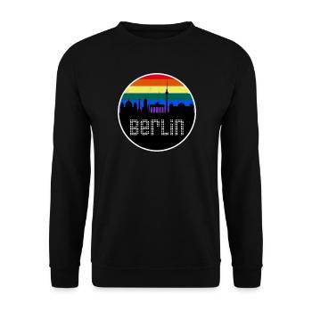 Berlin Skyline Regenbogen - Unisex Pullover - Schwarz - Vorne - Alina (178cm) & Michal (187cm)