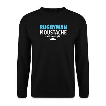 Rugby Moustache Style Statement - Sweat-shirt Unisexe - noir - Devant - Alina (178cm) & Michal (187cm)