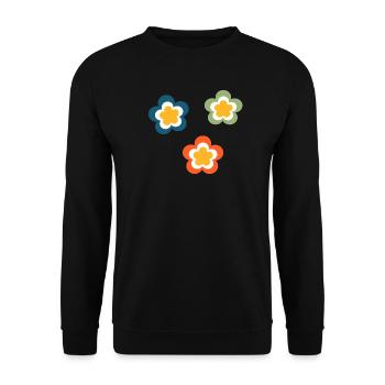 Fleur Motif Rétro Hippie Festival des années 70 - Sweat-shirt Unisexe - noir - Devant - Alina (178cm) & Michal (187cm)