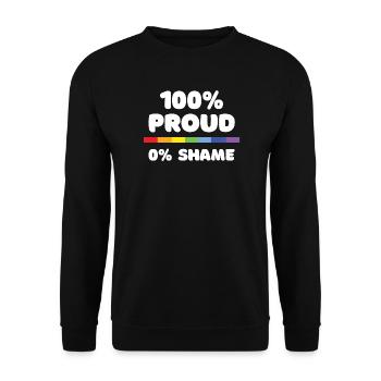 Pride Month - 100% stolz. 0% Scham - Unisex Pullover - Schwarz - Vorne - Alina (178cm) & Michal (187cm)