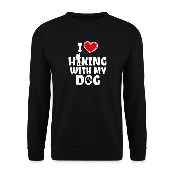 Herz Klettern Ich Liebe Wandern Statement Touren - Unisex Pullover - Schwarz - Vorne - Alina (178cm) & Michal (187cm)