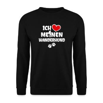 Ich Liebe Wandern Bergsteigen Statement Herz - Unisex Pullover - Schwarz - Vorne - Alina (178cm) & Michal (187cm)