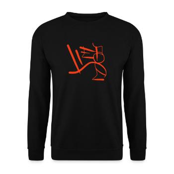 Die abstrakte orange Liebe (Liebe T-Shirt) - Unisex Pullover - Schwarz - Vorne - Alina (178cm) & Michal (187cm)