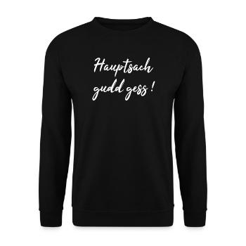 Saarländisch Dialekt Shirt Saar Saarland Geschenk - Unisex Pullover - Schwarz - Vorne - Alina (178cm) & Michal (187cm)