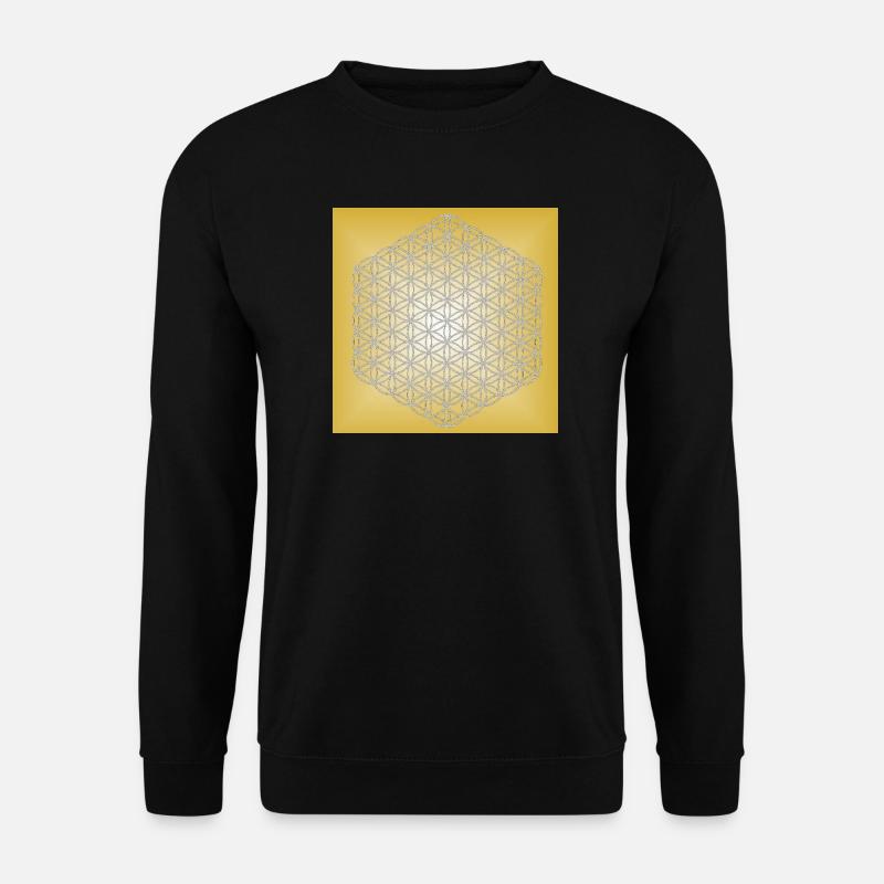 Blume des Lebens silber - 5. Dimension - Unisex Pullover - Schwarz