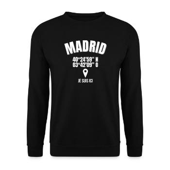 Madrid, Espagne, capitale de l'Espagne - Sweat-shirt Unisexe - noir - Devant - Alina (178cm) & Michal (187cm)