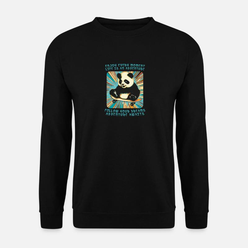 Pandas Abenteuer auf Rädern - Unisex Pullover - Schwarz