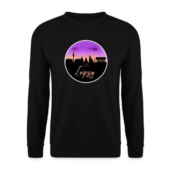 Leipzig Fine Skyline - Unisex Sweatshirt - black - Front - Alina (178cm) & Michal (187cm)