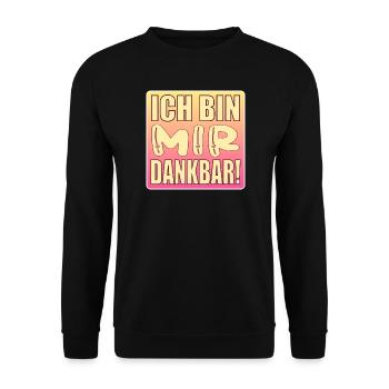Ich bin mir dankbar - Selbstwert - Unisex Pullover - Schwarz - Vorne - Alina (178cm) & Michal (187cm)