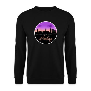 Hamburg Fine Skyline - Unisex Pullover - Schwarz - Vorne - Alina (178cm) & Michal (187cm)