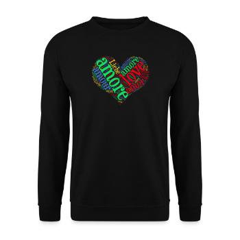 t-shirt love love love Liebe amor word cloud - Unisex Sweatshirt - black - Front - Alina (178cm) & Michal (187cm)