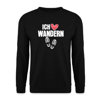 Bergwandern Herz Ich Liebe Wandern Statement Berge - Unisex Pullover - Schwarz - Vorne - Alina (178cm) & Michal (187cm)
