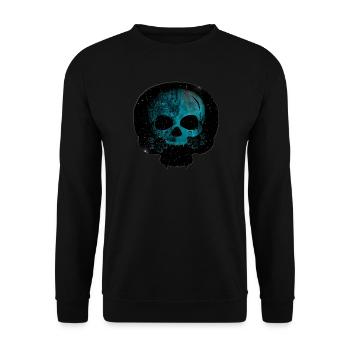 Katzenschädel, Gothic motiv, Sternenmuster - Unisex Pullover - Schwarz - Vorne - Alina (178cm) & Michal (187cm)