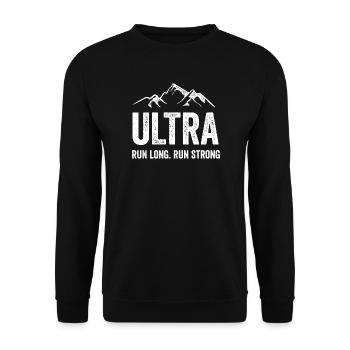 Ultra Running - Lauf lang. Laufen Sie stark. - Unisex Pullover - Schwarz - Vorne - Alina (178cm) & Michal (187cm)
