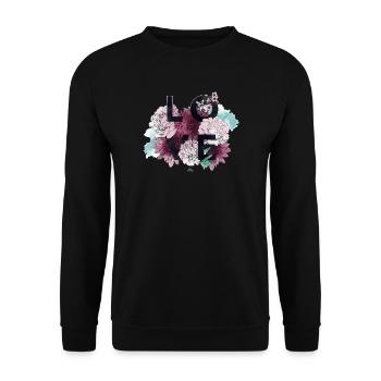 Love and Flowers in Pink - Unisex Sweatshirt - black - Front - Alina (178cm) & Michal (187cm)
