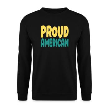 Pround amerikanische Typografie - Unisex Pullover - Schwarz - Vorne - Alina (178cm) & Michal (187cm)
