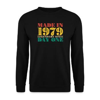 Made in 1979 Legendary Since Day One - Unisex Sweatshirt - black - Front - Alina (178cm) & Michal (187cm)