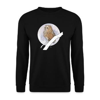 Little owl on pattern in pastel colors - Unisex Sweatshirt - black - Front - Alina (178cm) & Michal (187cm)