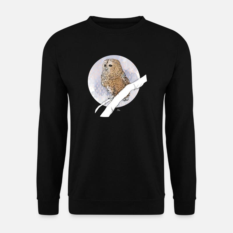 Kleiner Kauz auf Muster in Pastellfarben - Unisex Pullover - Schwarz