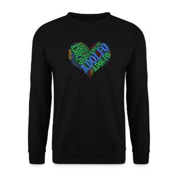 t-shirt Adolfo coeur nuage de mots t-shirt - Sweat-shirt Unisexe - noir - Devant - Alina (178cm) & Michal (187cm)
