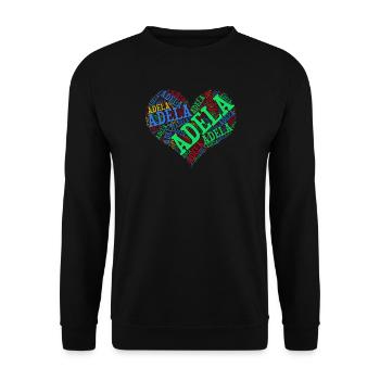 T-Shirt Adela Herz Wortwolke T-Shirt Geschenk - Unisex Pullover - Schwarz - Vorne - Alina (178cm) & Michal (187cm)