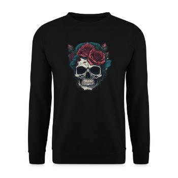 Skull with roses - Unisex Sweatshirt - black - Front - Alina (178cm) & Michal (187cm)