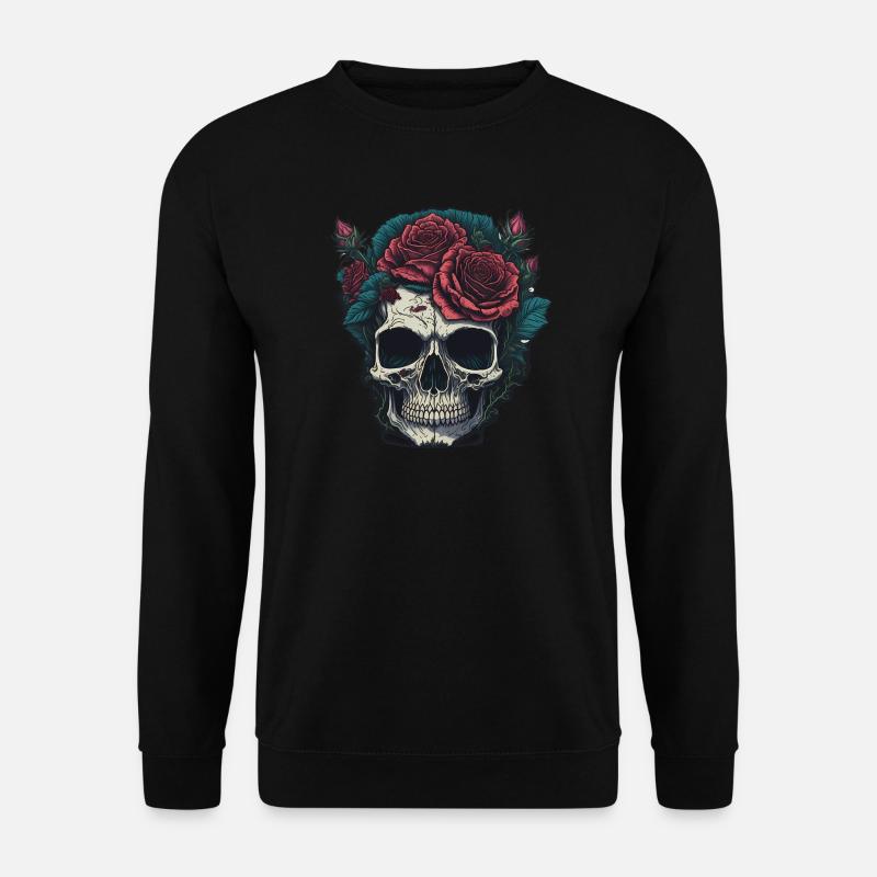 Crâne avec des roses - Sweat-shirt Unisexe - noir