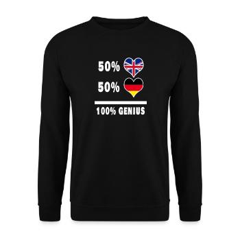 Allemagne et Grande-Bretagne 100% Genius Flag - Sweat-shirt Unisexe - noir - Devant - Alina (178cm) & Michal (187cm)