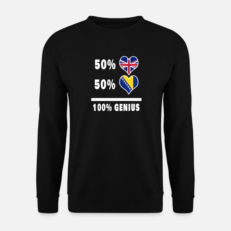 Bosnien und Großbritannien 100% Genius Flagge - Unisex Pullover - Schwarz